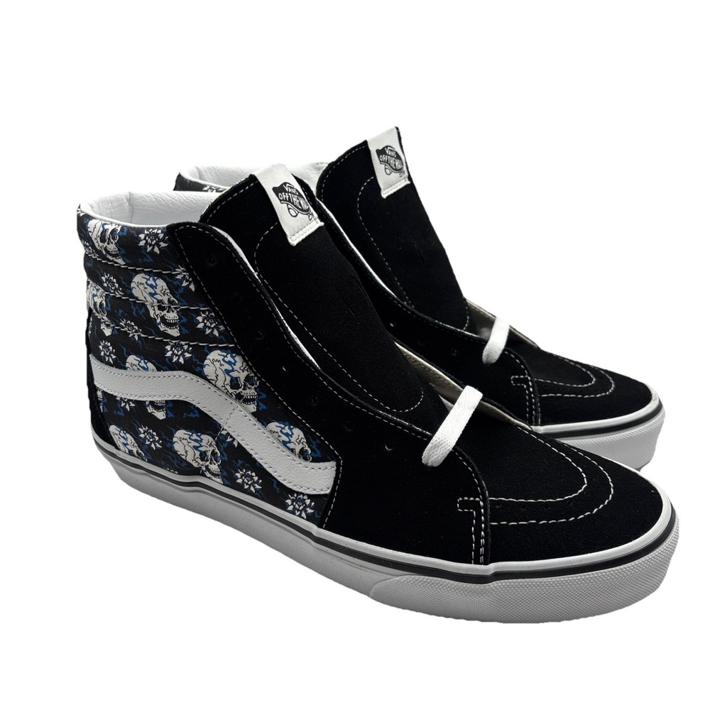 Vans sk8 hi Flash Skulls Black Blue Men's Sz 10 -‎ Old School Skool NIB